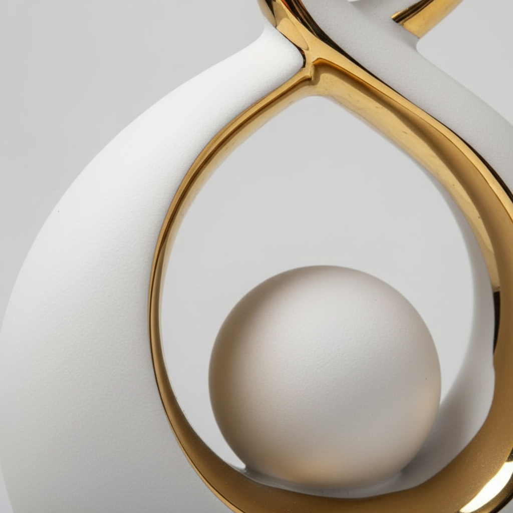 Abstract Ceramic Sculpture with Gold Accent Detail