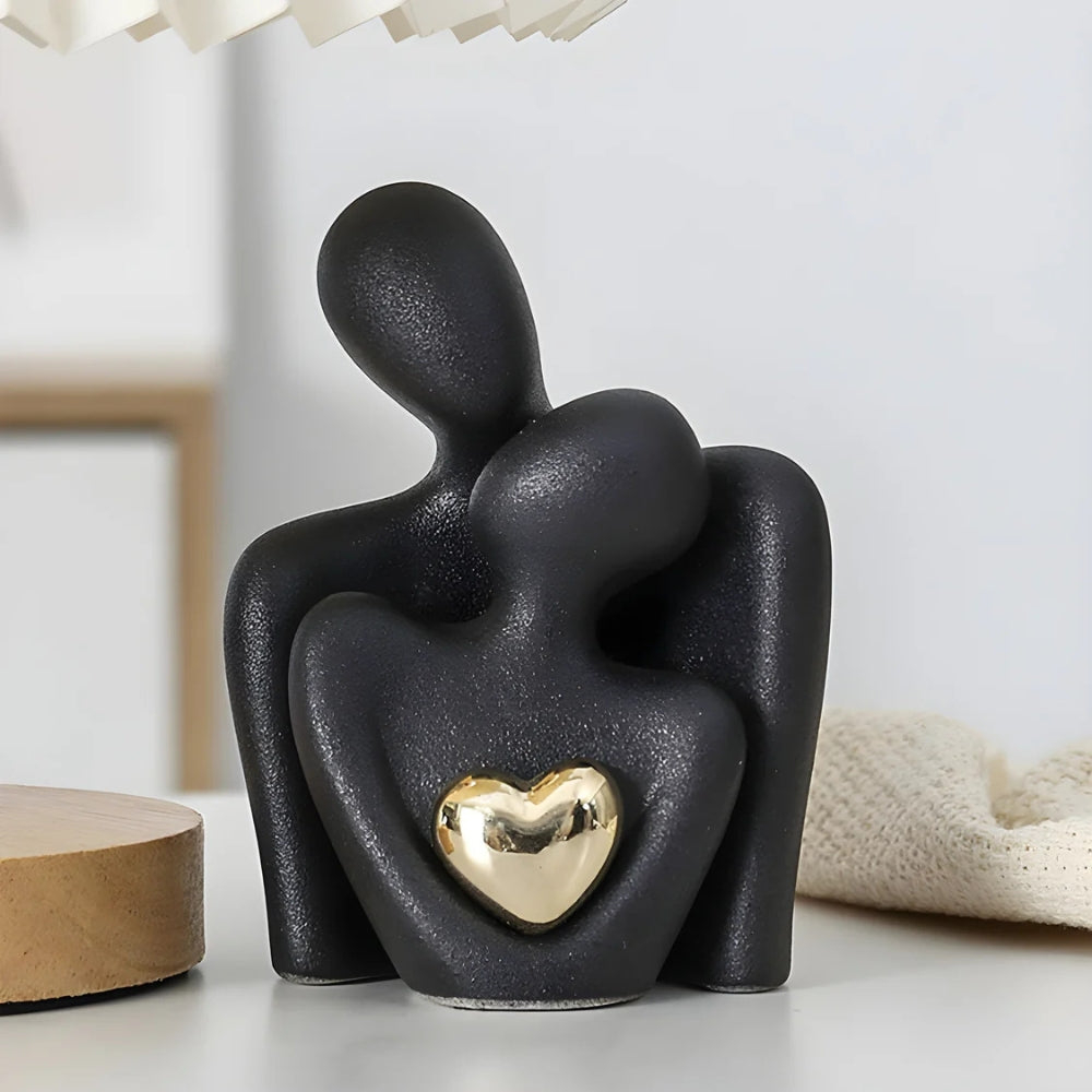 Abstract Couple Sculpture with Gold Heart Detail