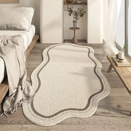 Abstract Cream Area Rug with Irregular Shape