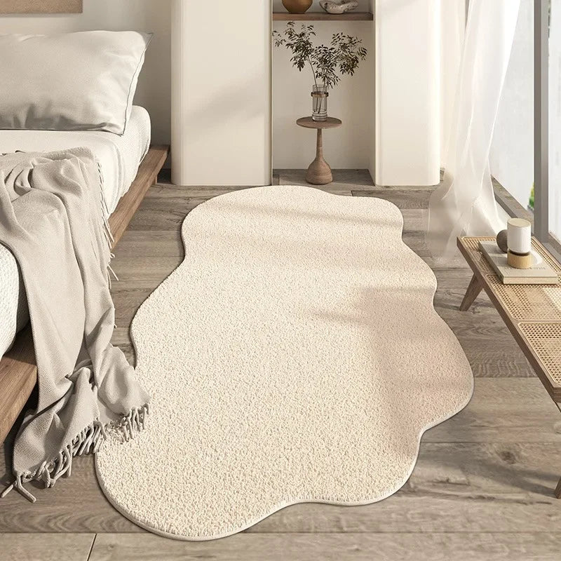 Abstract Cream Area Rug with Irregular Shape