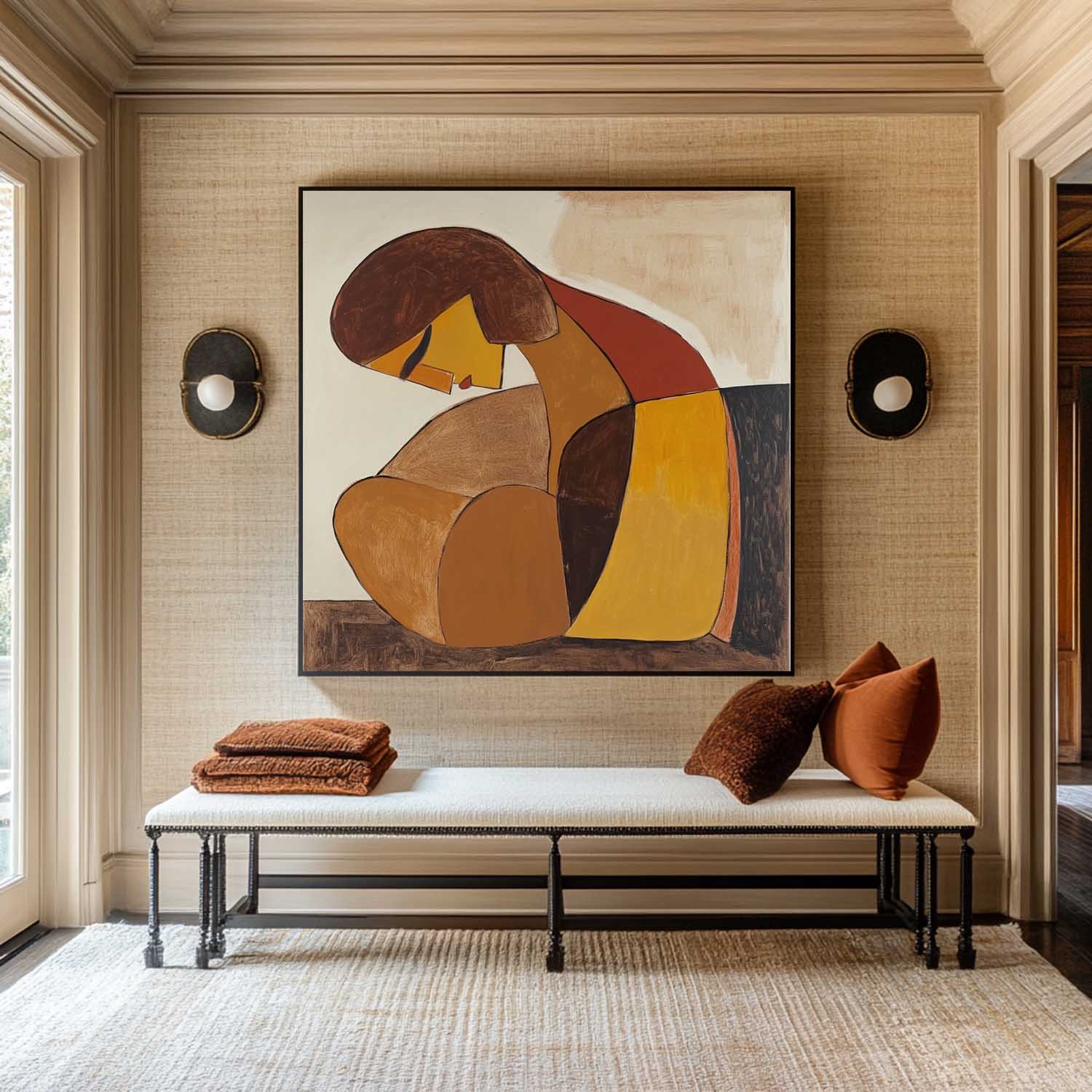 Abstract Figure Wall Art in Warm Earth Tones