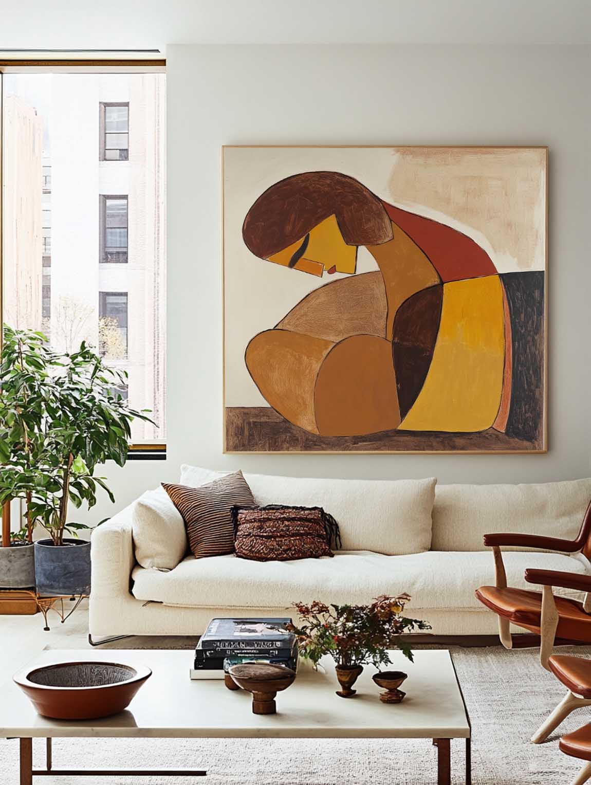 Abstract Figure Wall Art in Warm Earth Tones