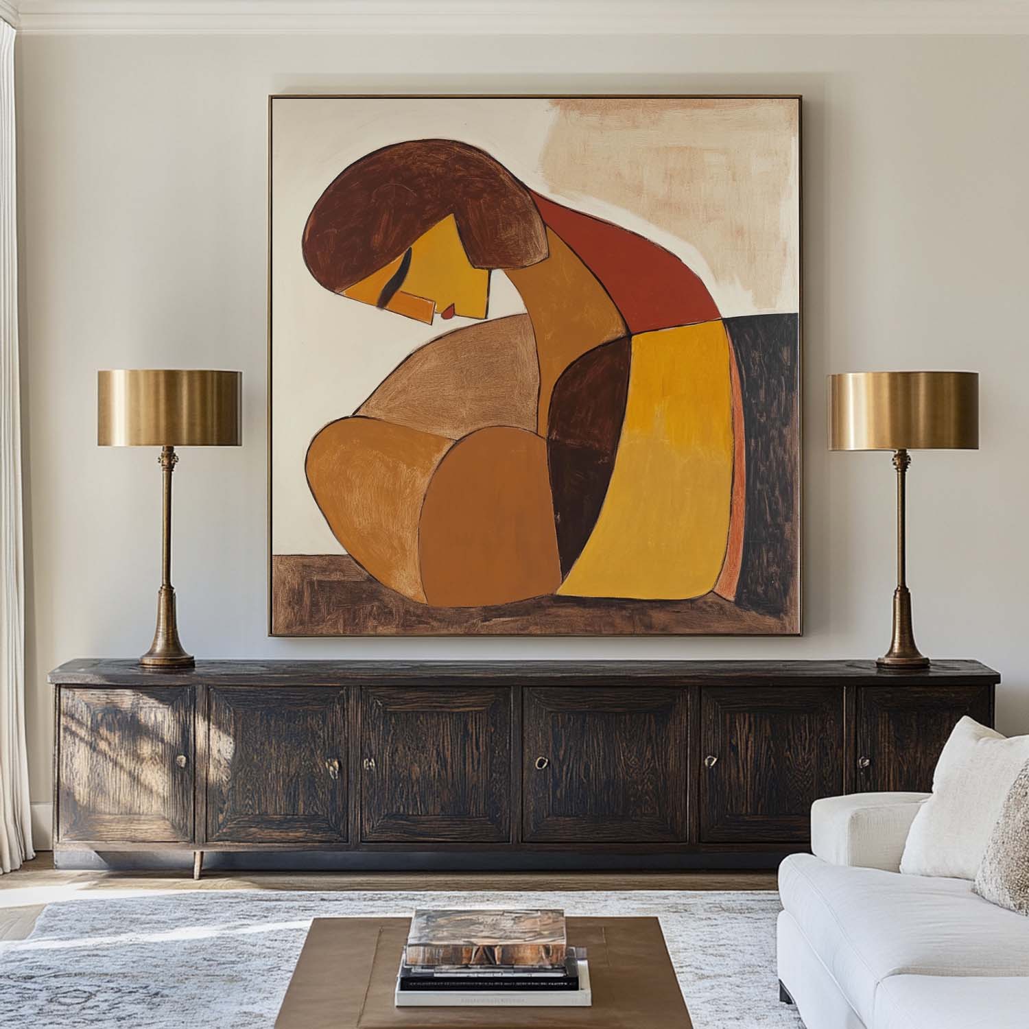 Abstract Figure Wall Art in Warm Earth Tones