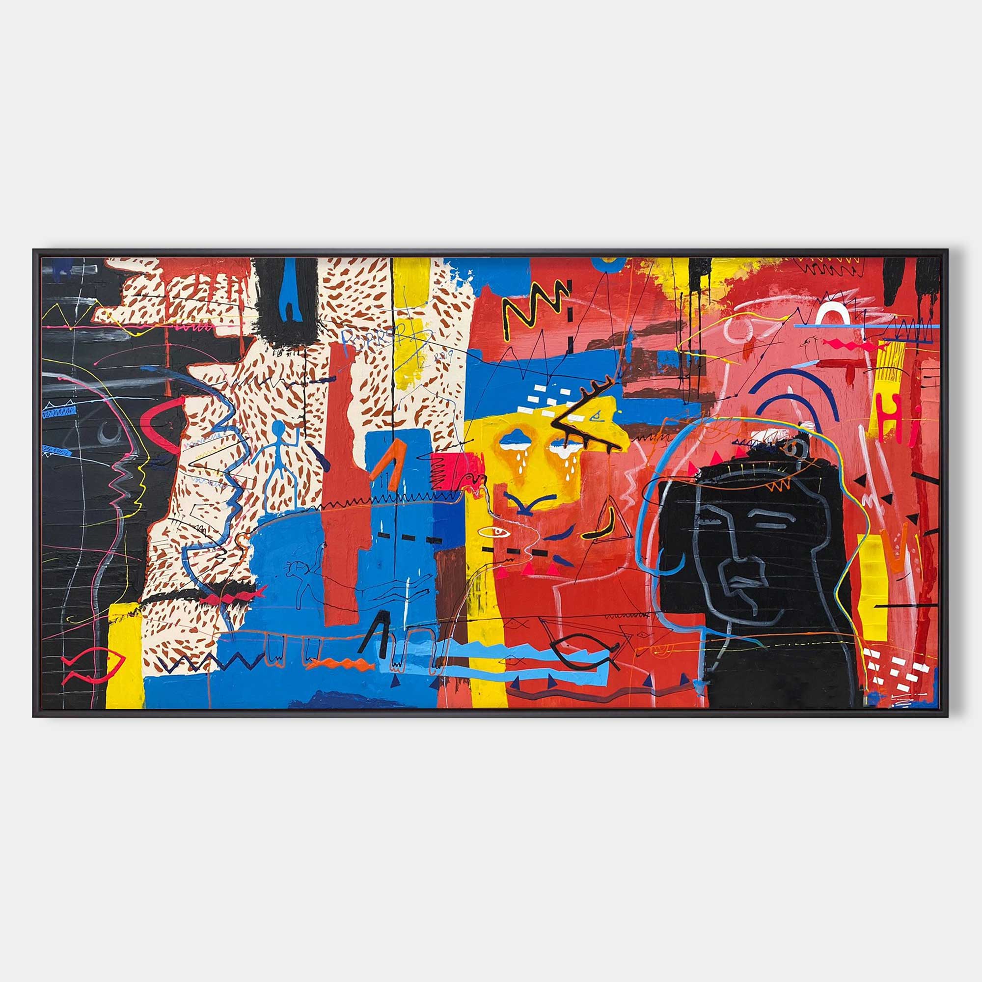 Abstract Graffiti Wall Art with Color Block Design