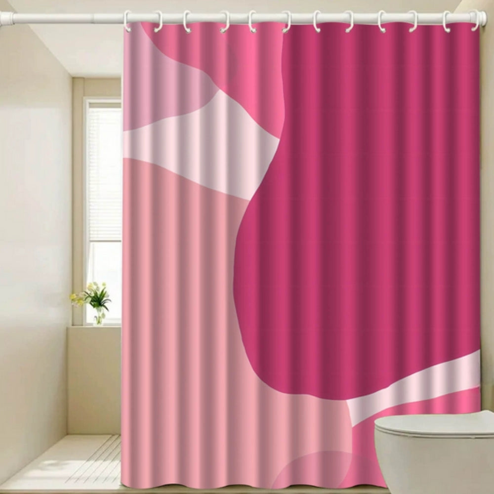 Abstract Shower Curtain with Pink Wave Design