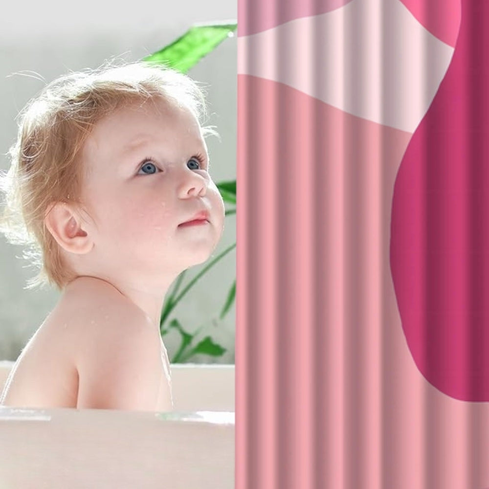 Abstract Shower Curtain with Pink Wave Design
