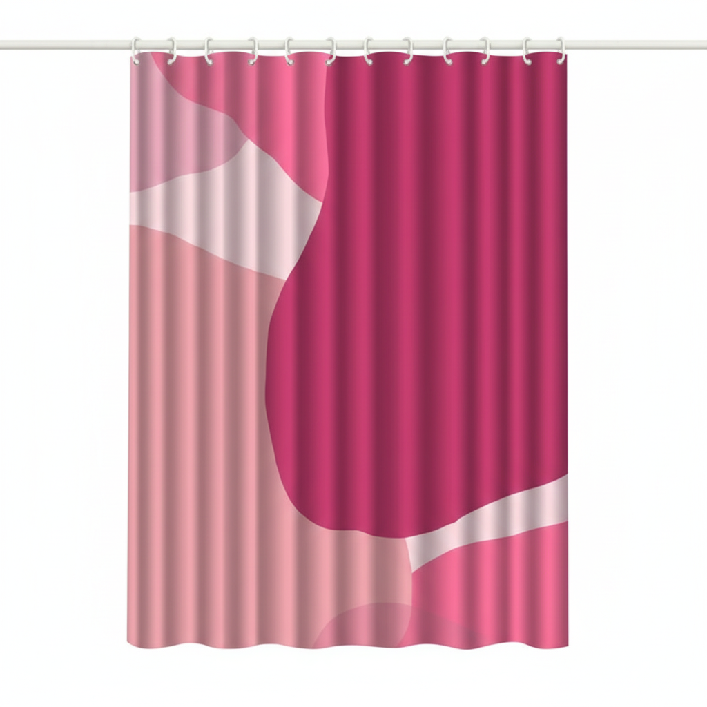Abstract Shower Curtain with Pink Wave Design