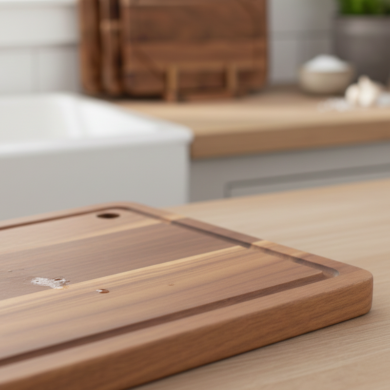 Acacia Wood Cutting Board Set with Stand Design