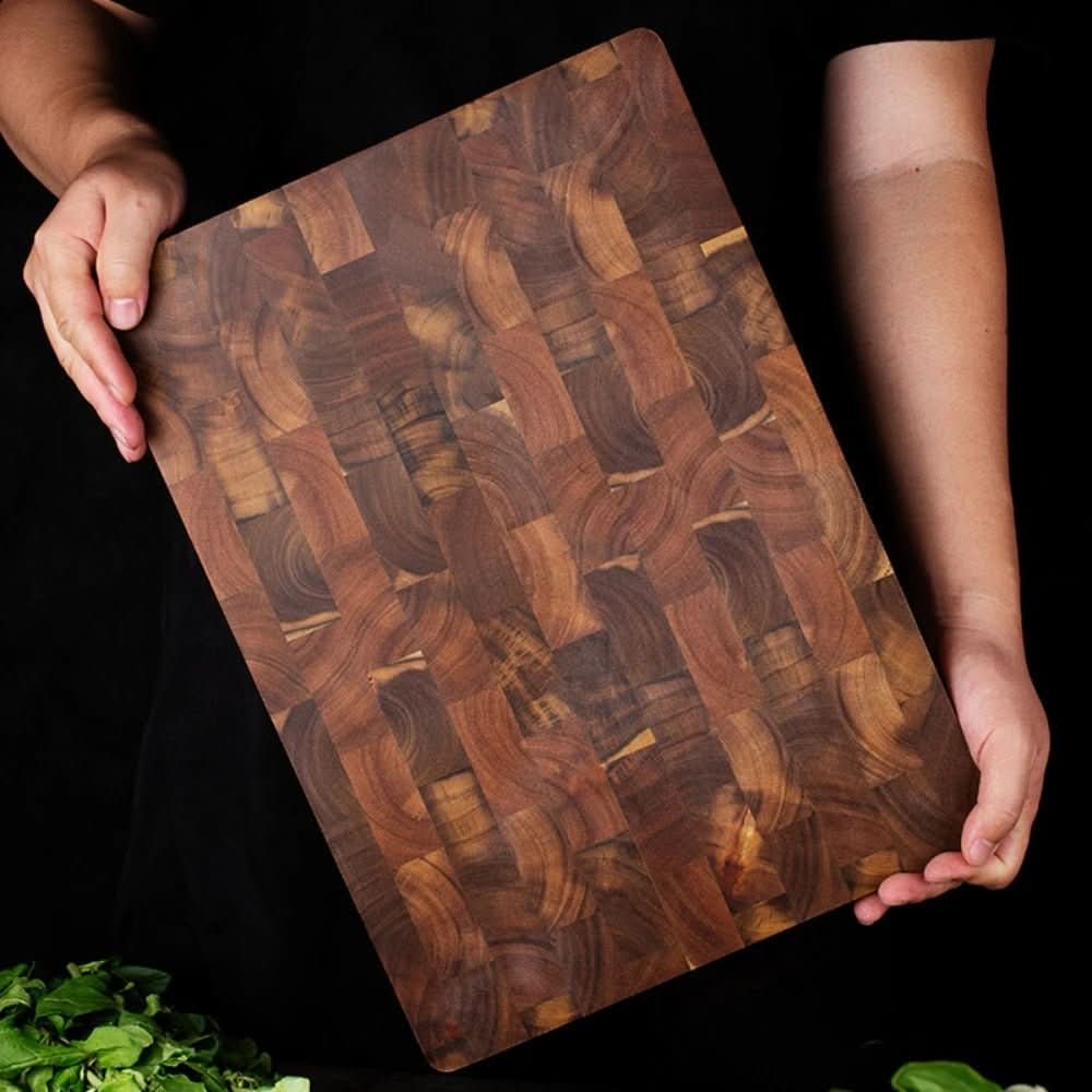 Acacia Wood Cutting Board with Block Pattern