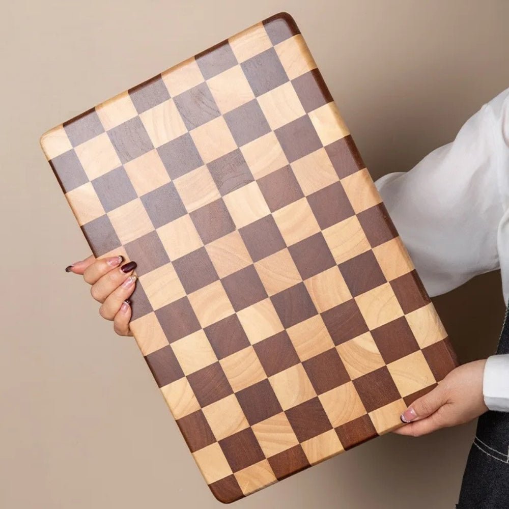 Acacia Wood Cutting Board with Checker Pattern