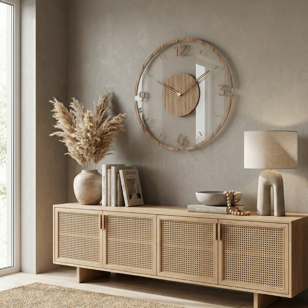 Acrylic Wood Wall Clock with Minimalist Design