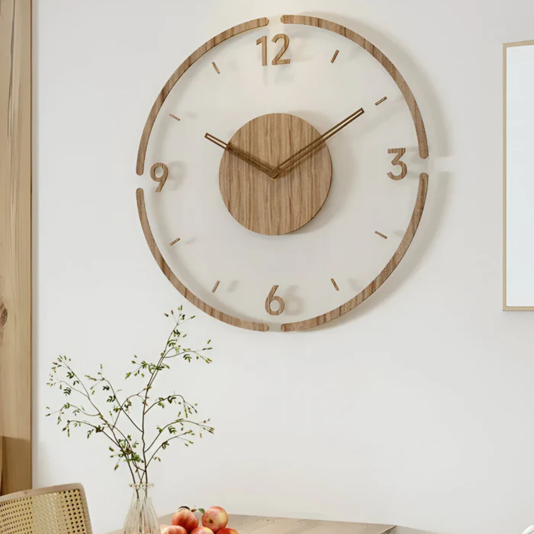 Acrylic Wood Wall Clock with Minimalist Design