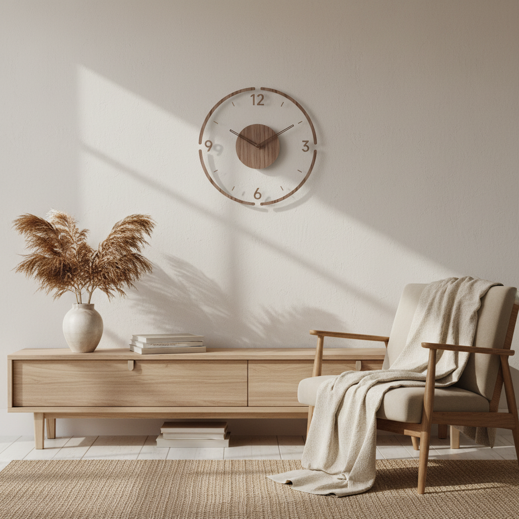 Acrylic Wood Wall Clock with Minimalist Design