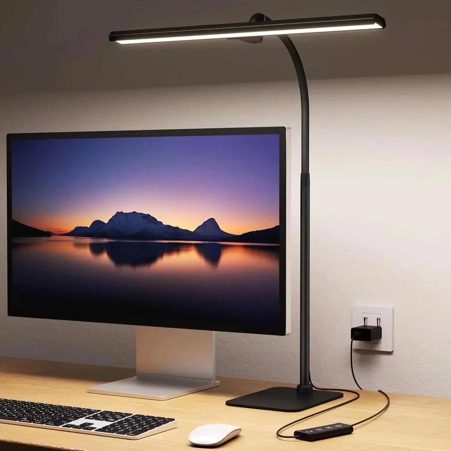 Adjustable Desk Lamp with Gooseneck and Dimmer
