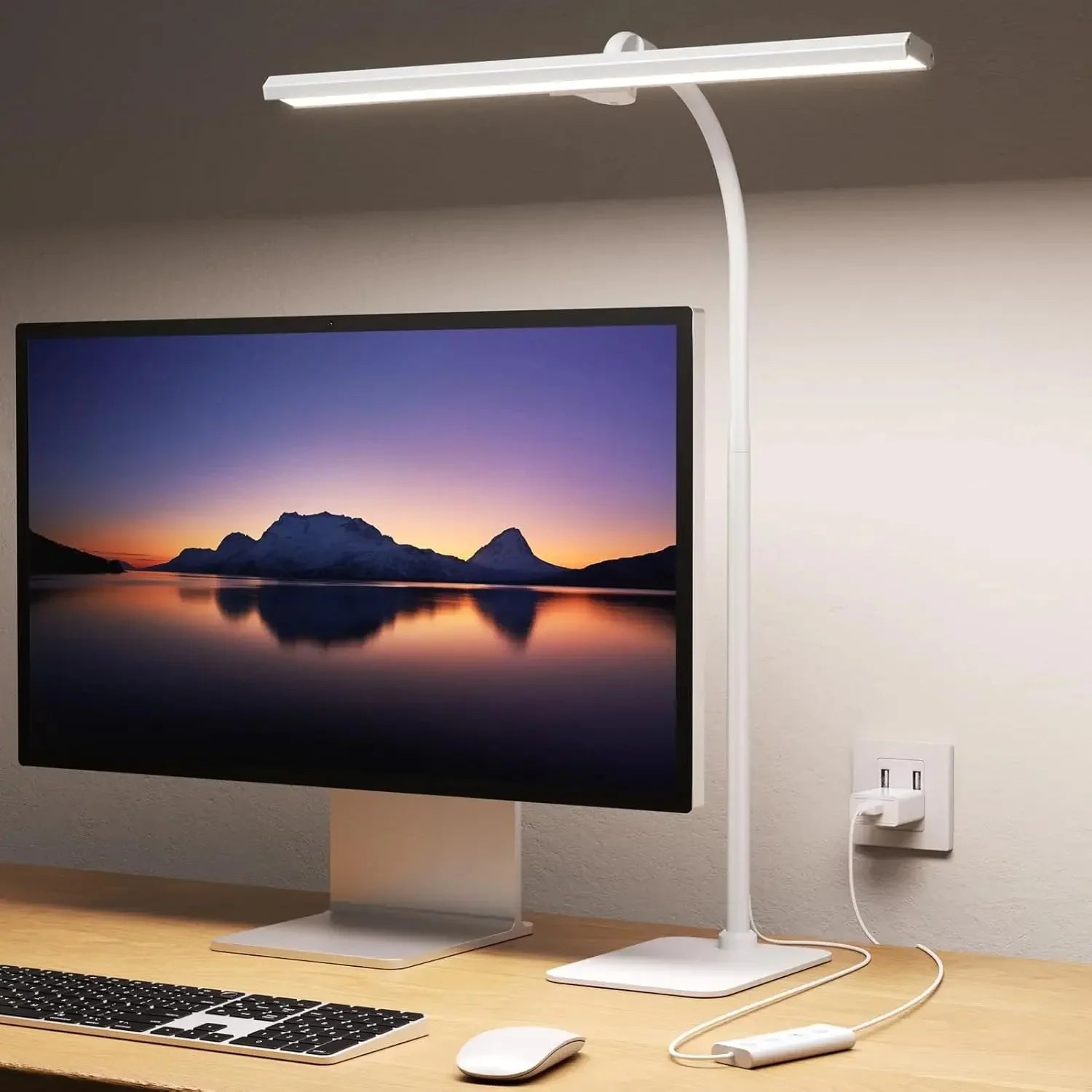 Adjustable Desk Lamp with Gooseneck and Dimmer