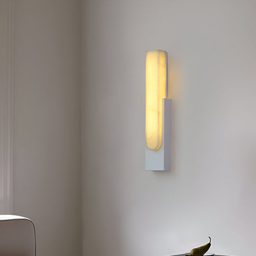 Alabaster Wall Light with Modern Brass Frame