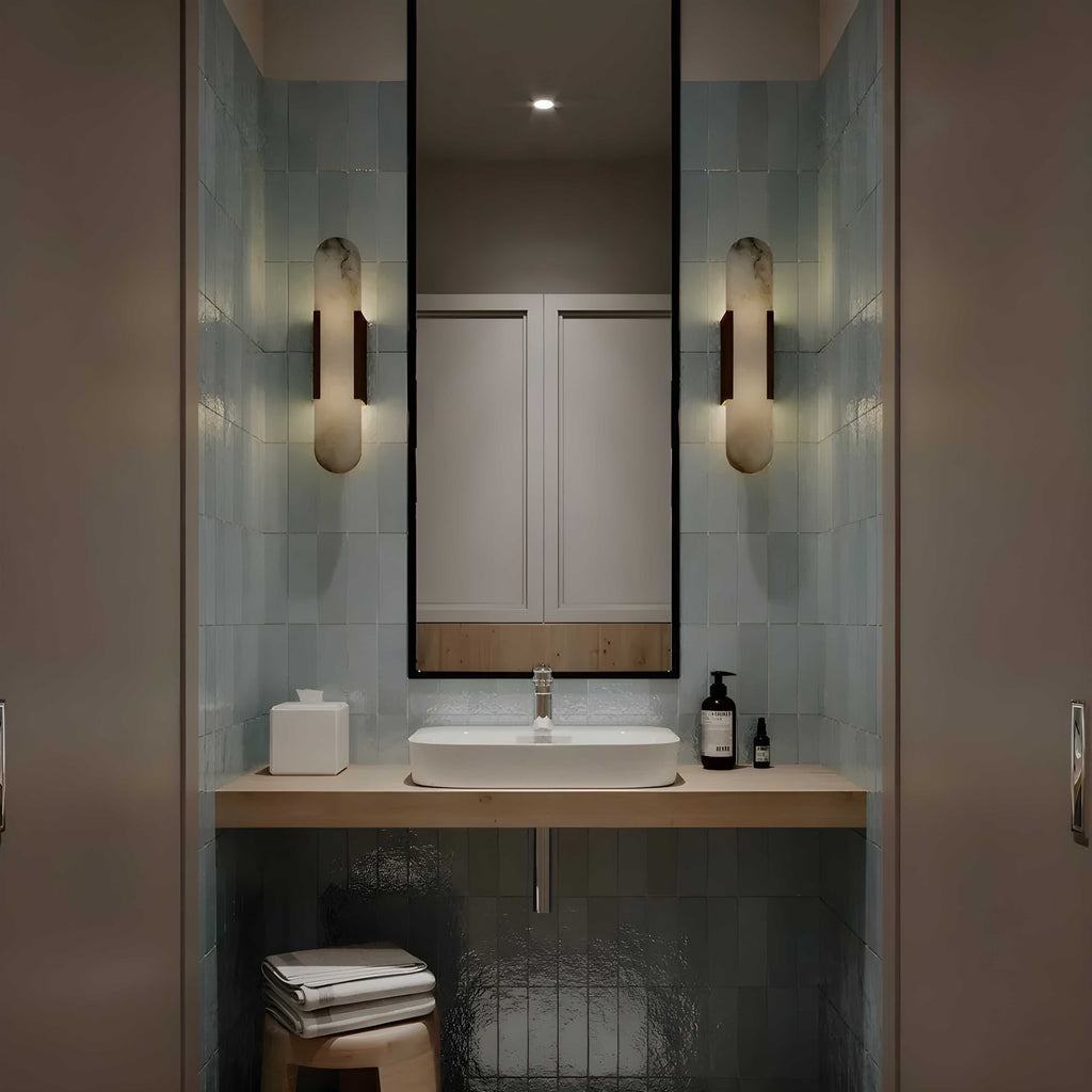 Alabaster Wall Light with Modern Vertical Design