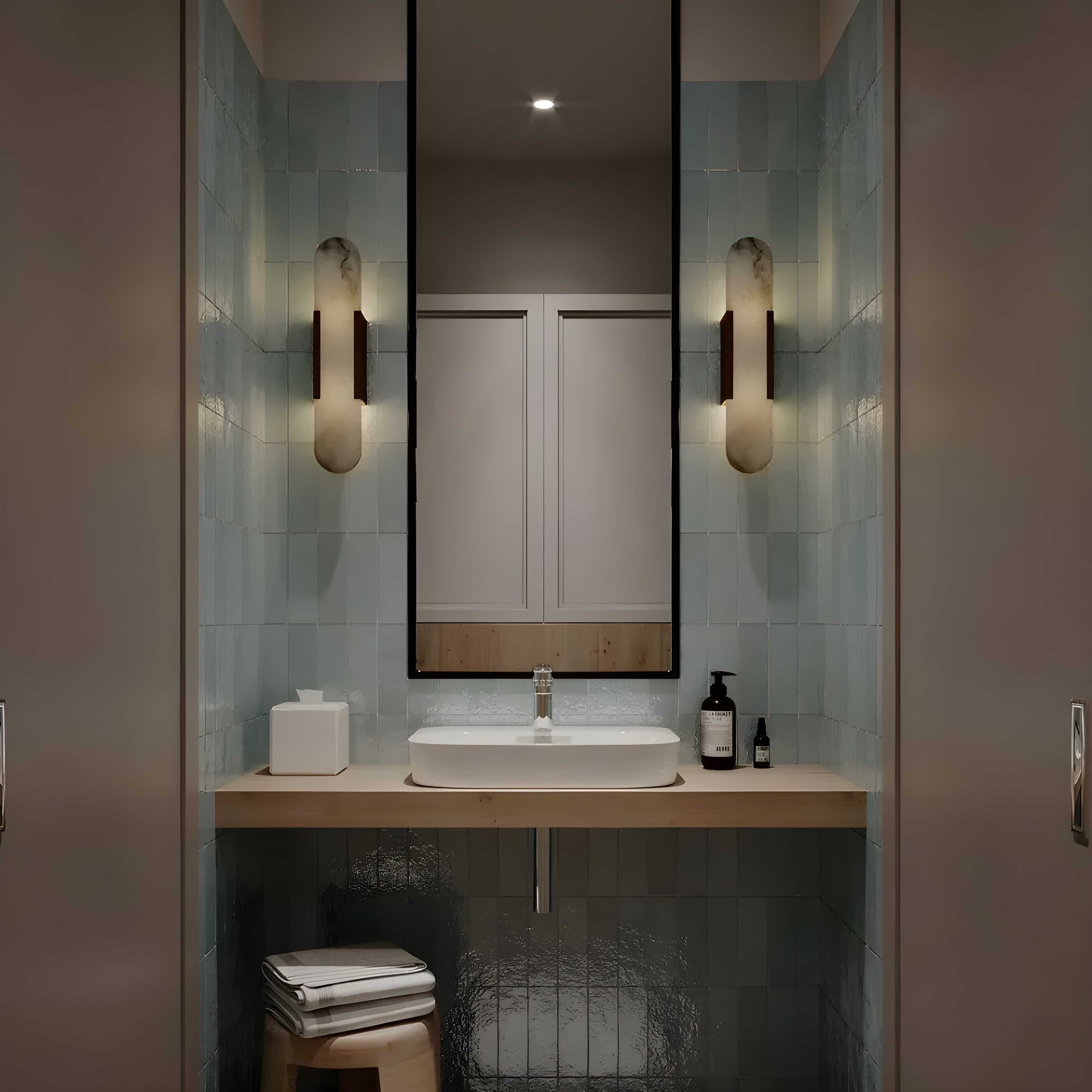 Alabaster Wall Light with Modern Vertical Design