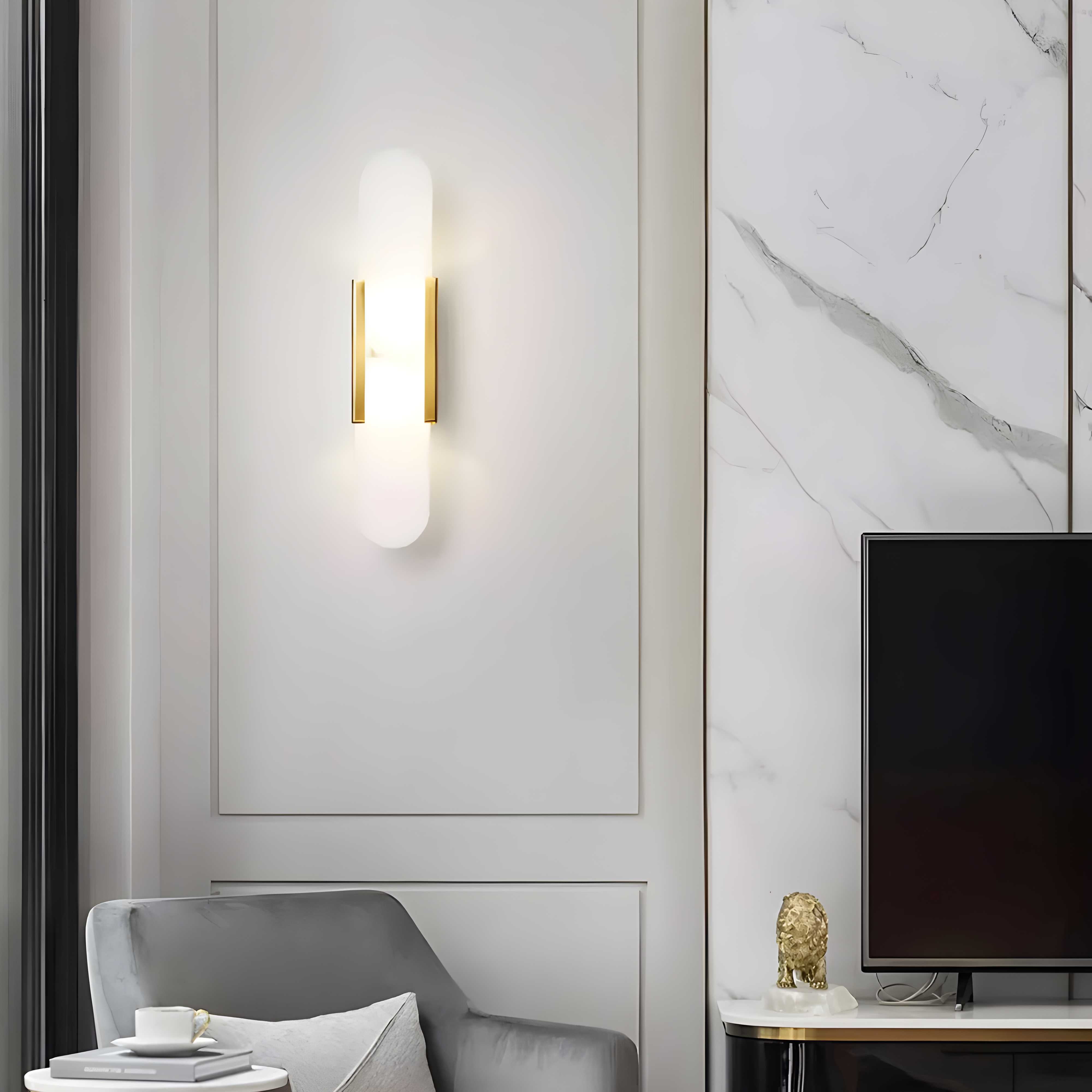 Alabaster Wall Light with Modern Vertical Design