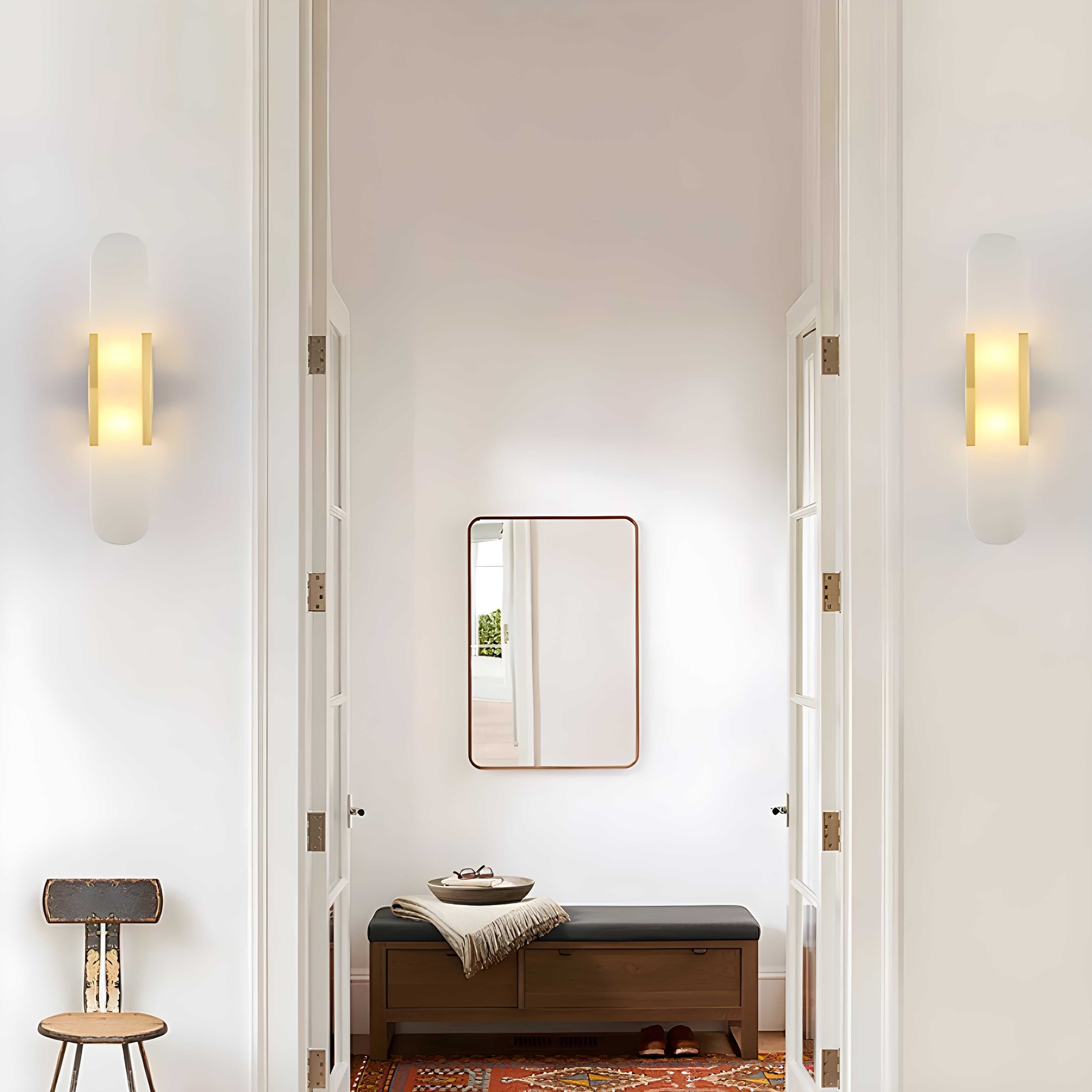 Alabaster Wall Light with Modern Vertical Design