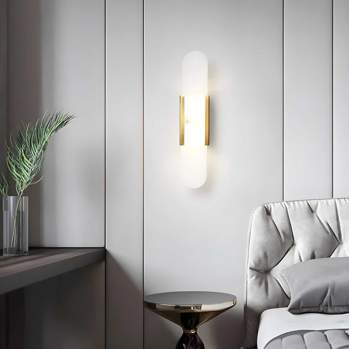 Alabaster Wall Light with Modern Vertical Design