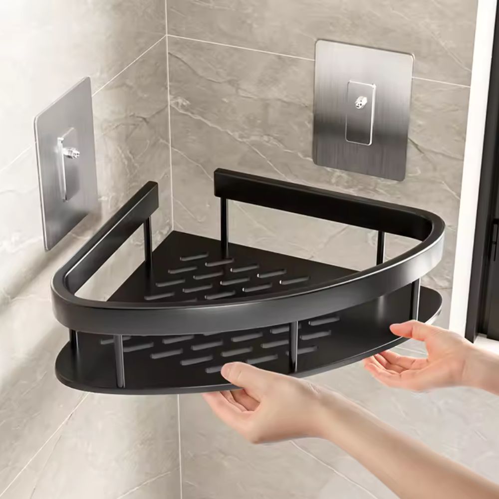 Aluminum Shower Bathroom Accessories Caddy with Corner Storage Design