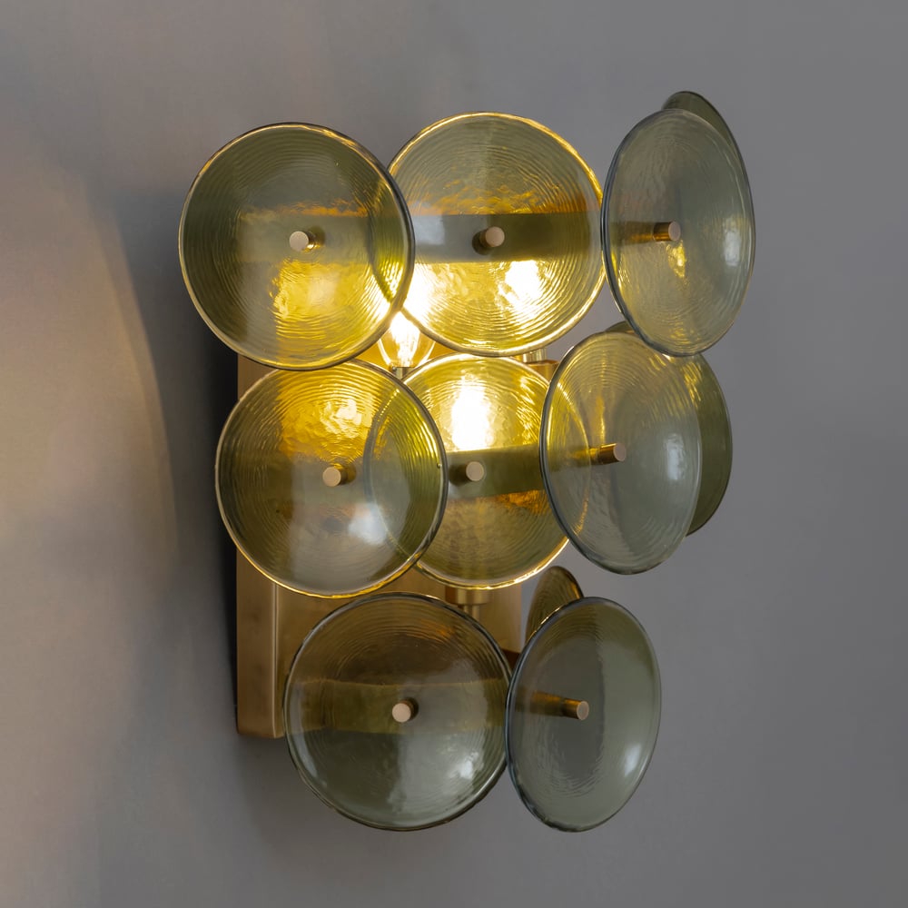 Amber Glass Disc Wall Sconce