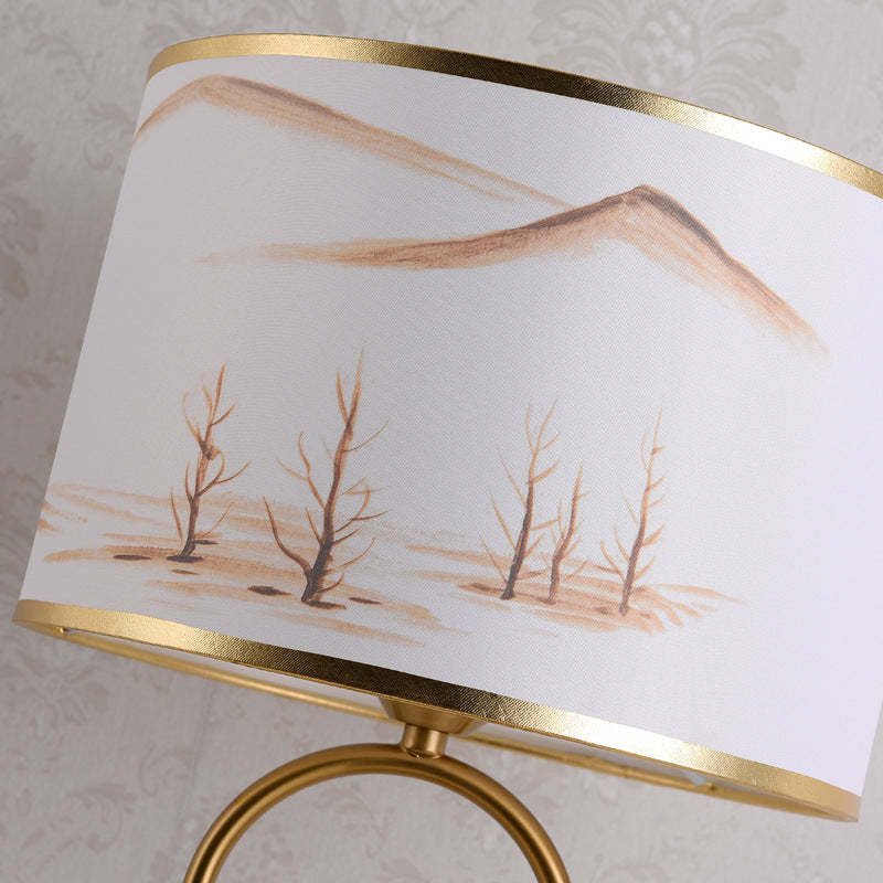 Artistic Gold Desk Lamp with Fabric Shade