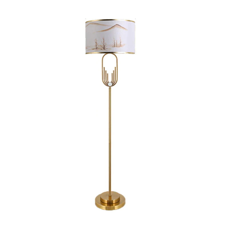 Artistic Gold Desk Lamp with Fabric Shade