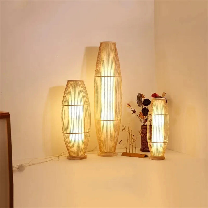 Bamboo Floor Lamp with Natural Woven Shade