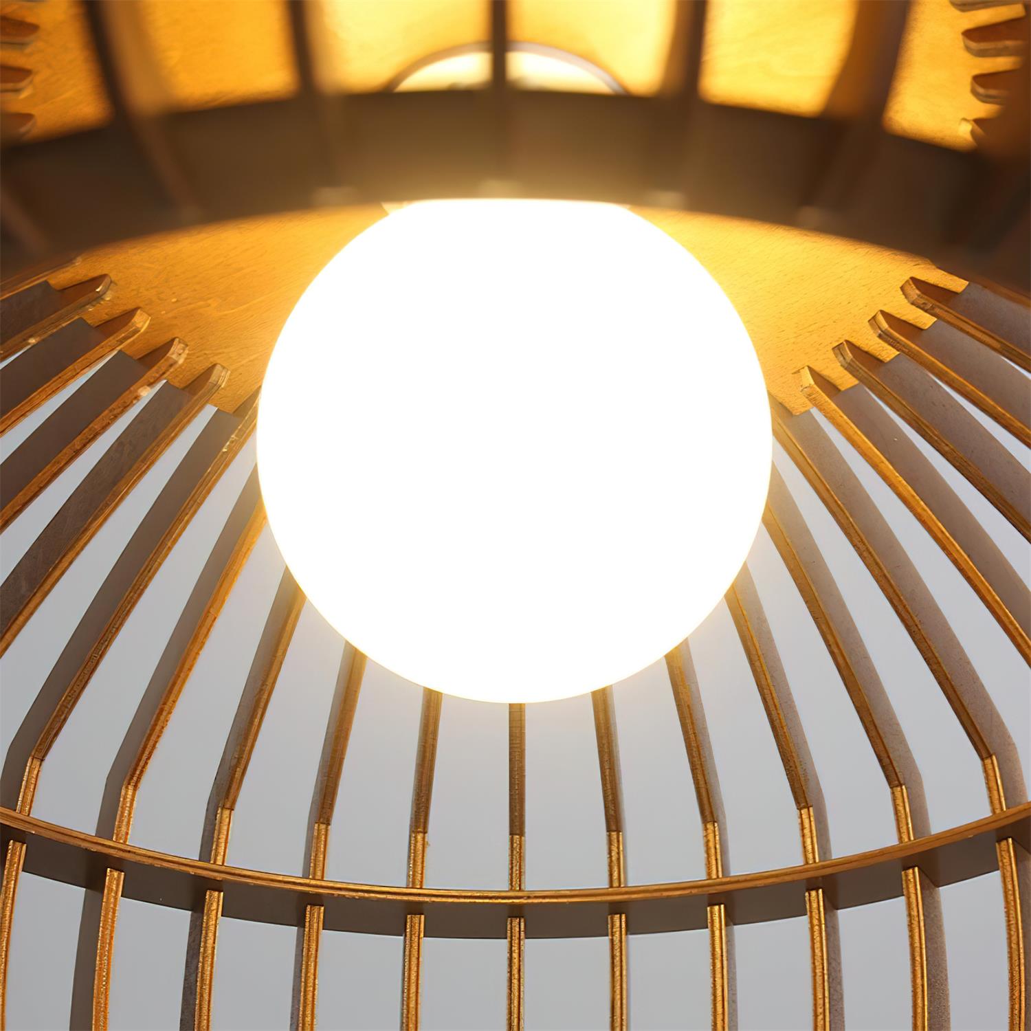 Bamboo Rattan Pendant Light with Woven Shade