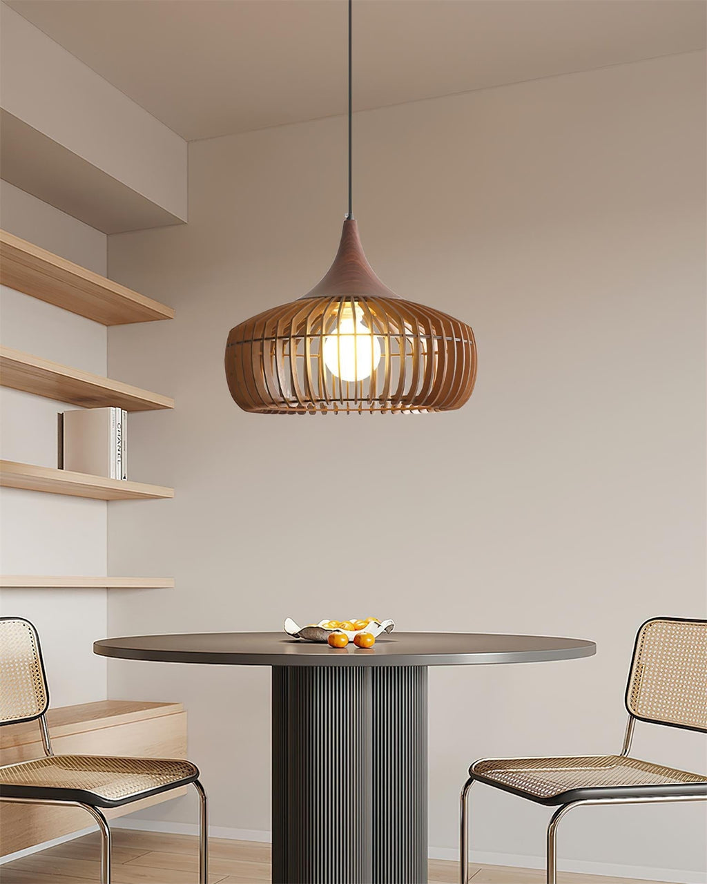 Bamboo Rattan Pendant Light with Woven Shade
