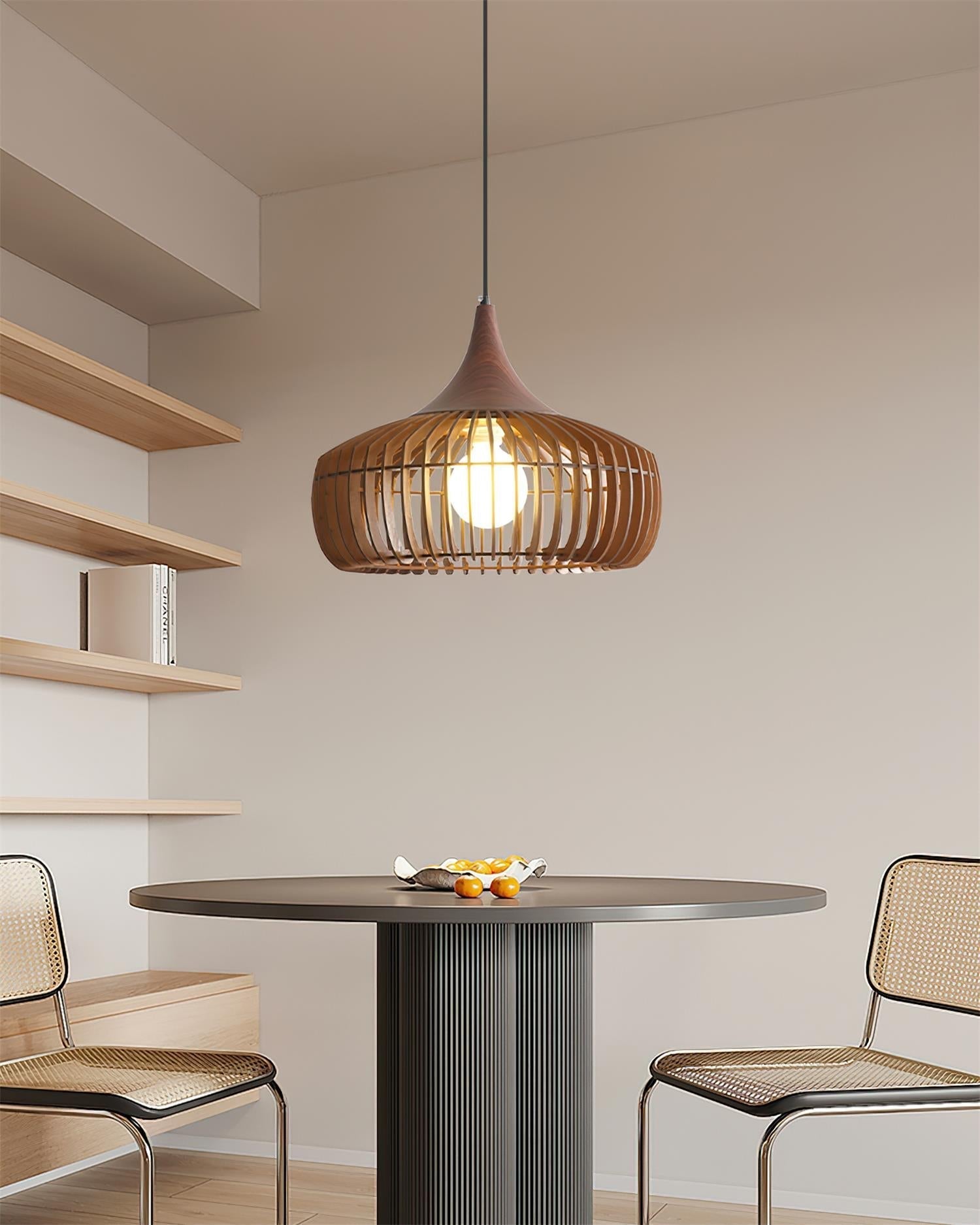 Bamboo Rattan Pendant Light with Woven Shade