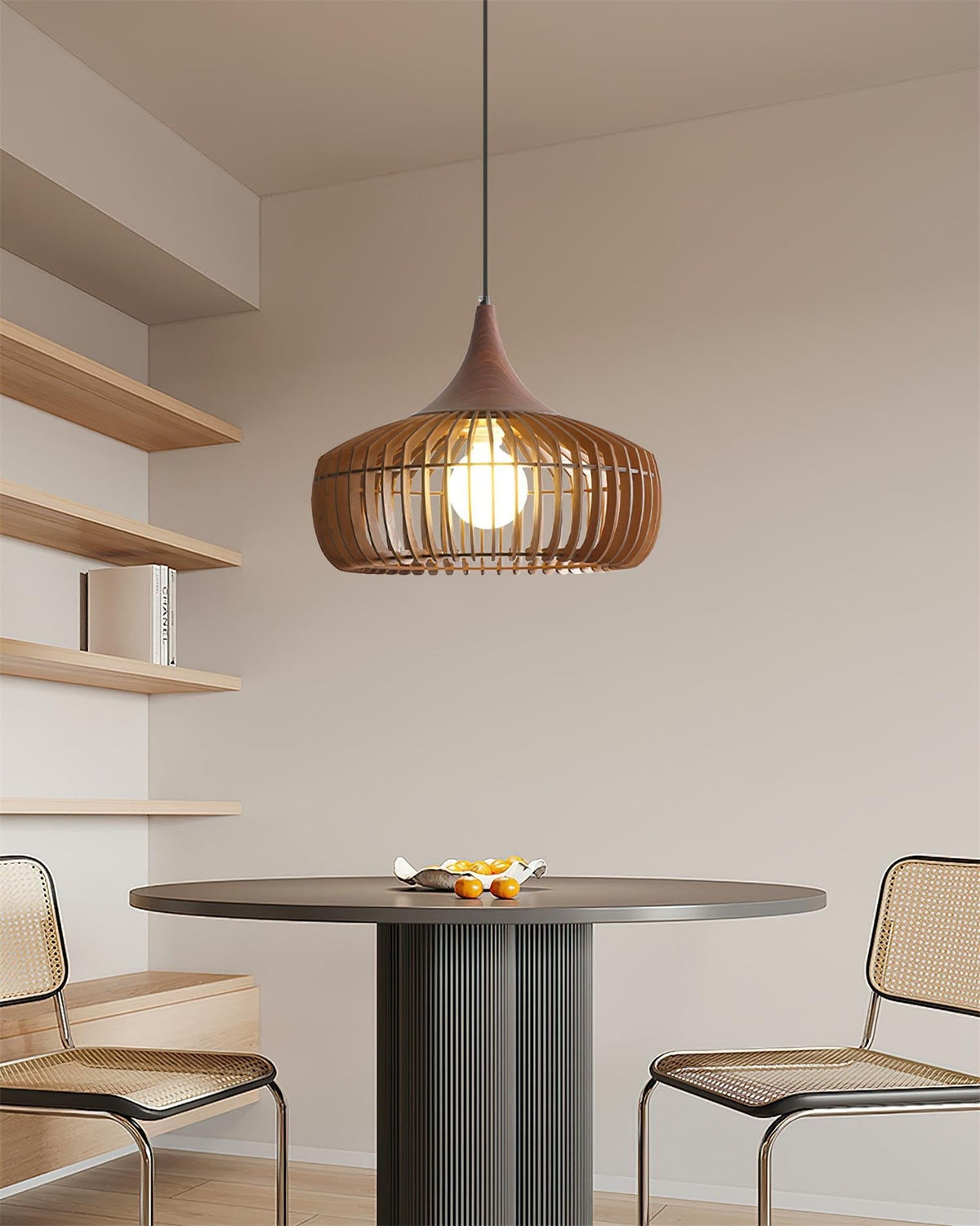 Bamboo Rattan Pendant Light with Woven Shade