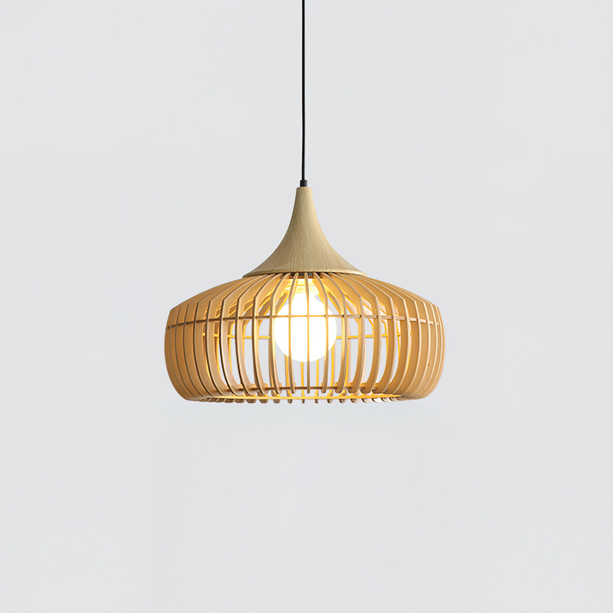 Bamboo Rattan Pendant Light with Woven Shade
