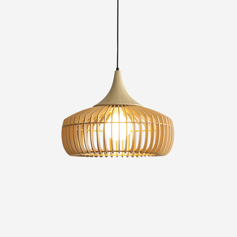 Bamboo Rattan Pendant Light with Woven Shade