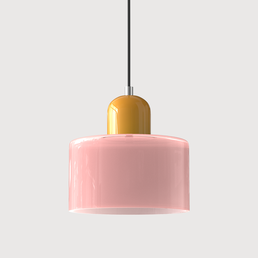 Bauhaus Glass Pendant Light with Colored Shade