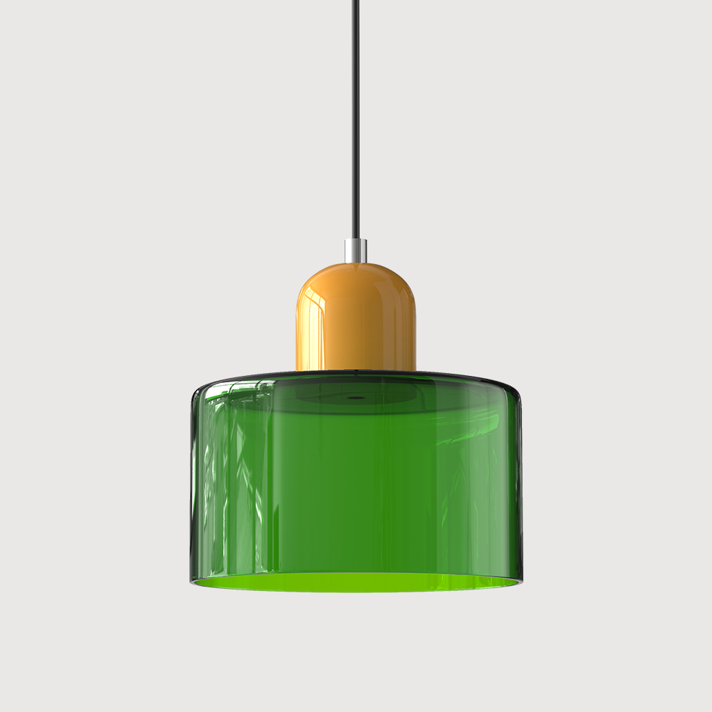 Bauhaus Glass Pendant Light with Colored Shade