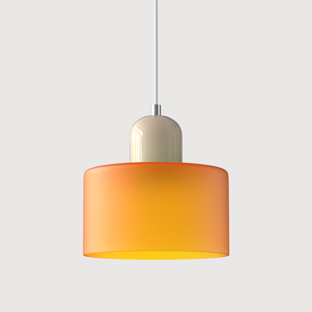 Bauhaus Glass Pendant Light with Colored Shade