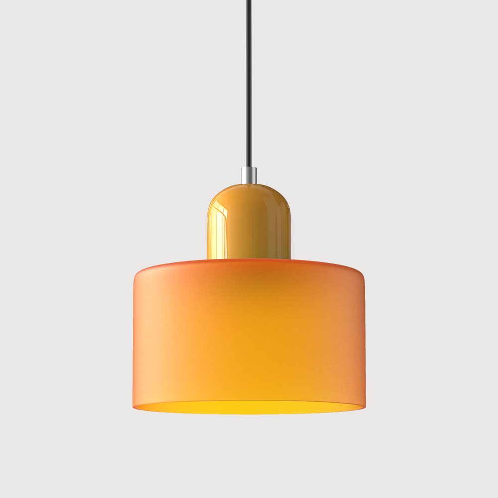 Bauhaus Glass Pendant Light with Colored Shade