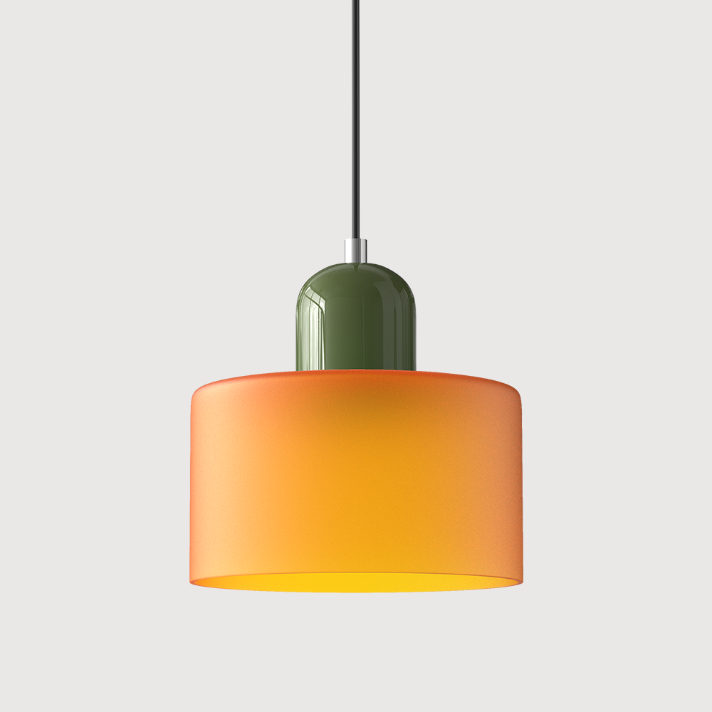 Bauhaus Glass Pendant Light with Colored Shade
