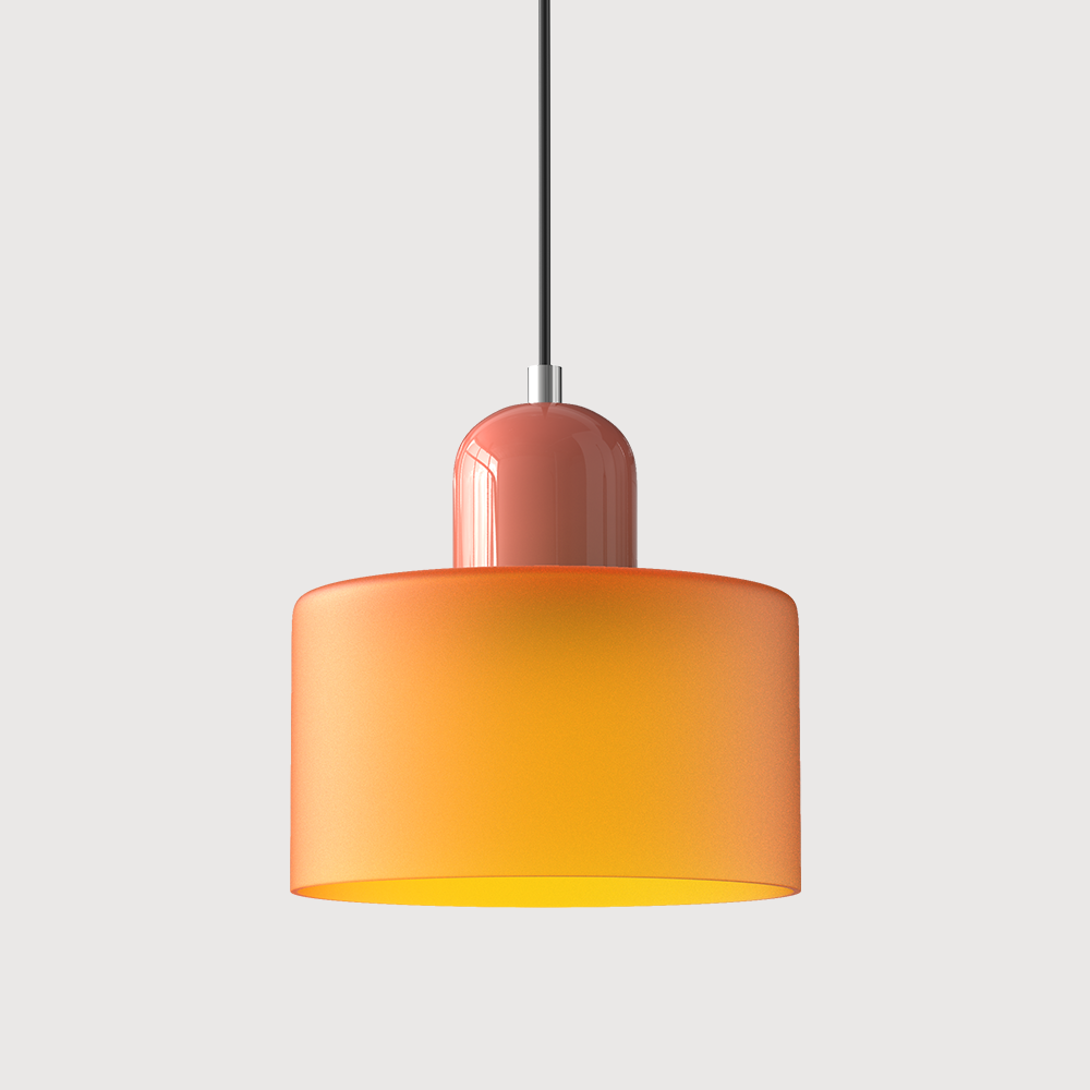 Bauhaus Glass Pendant Light with Colored Shade
