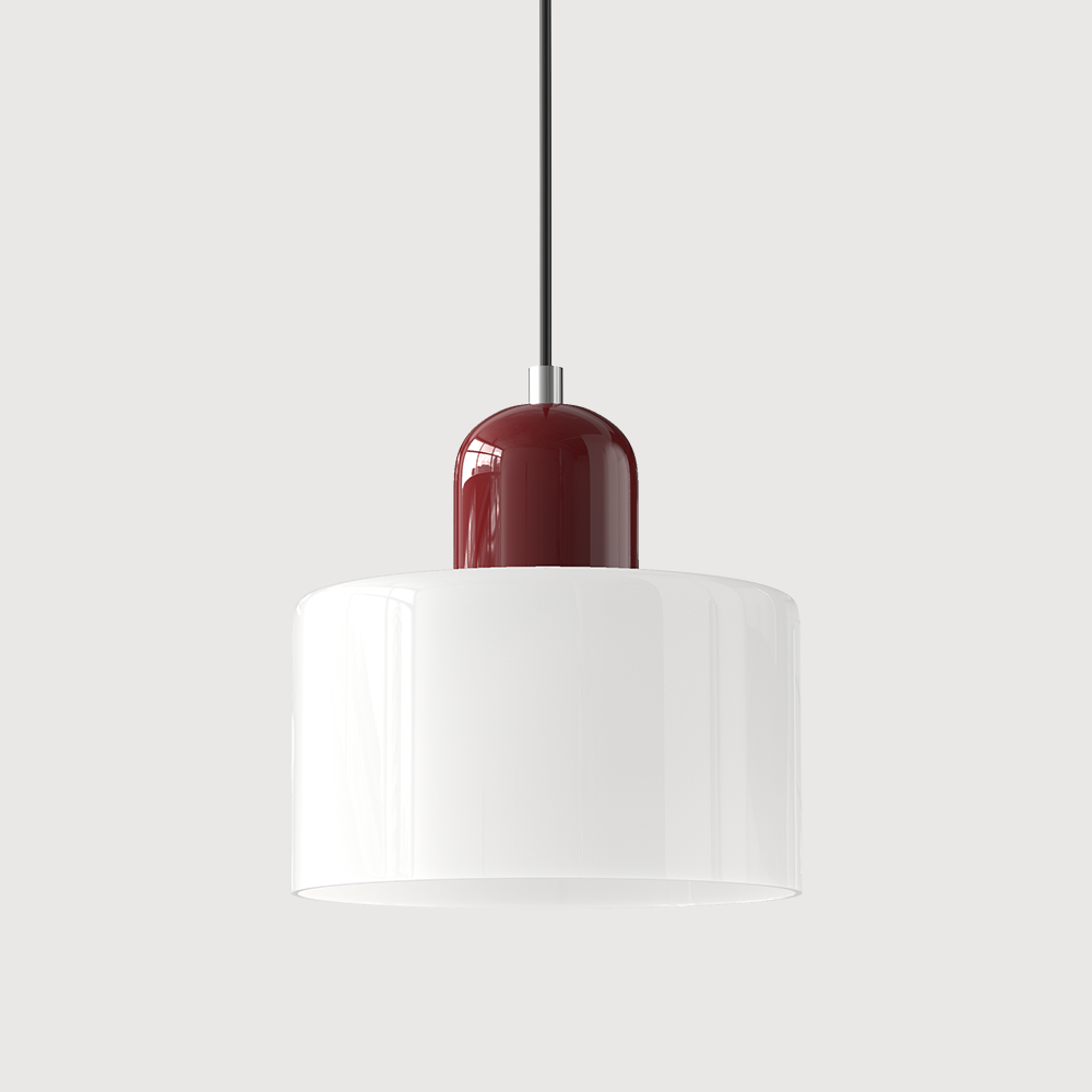 Bauhaus Glass Pendant Light with Colored Shade