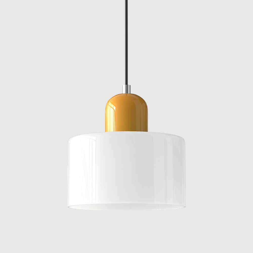 Bauhaus Glass Pendant Light with Colored Shade