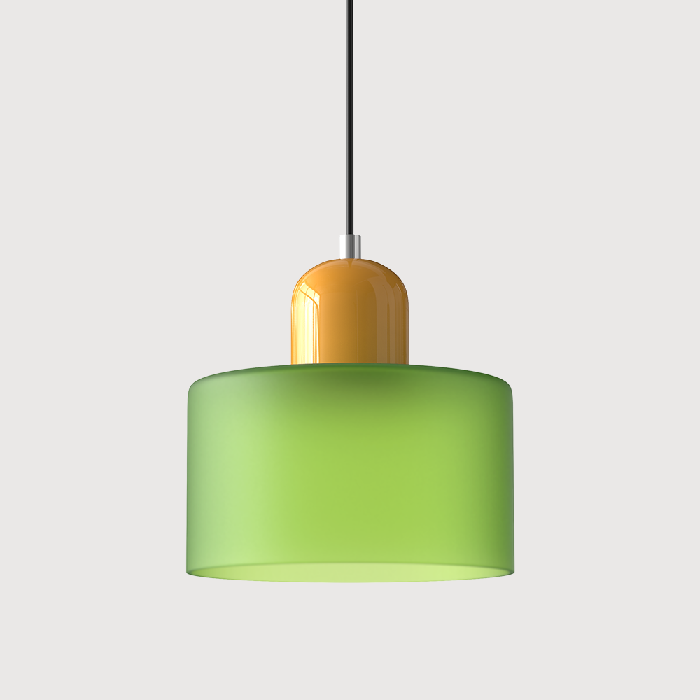 Bauhaus Glass Pendant Light with Colored Shade