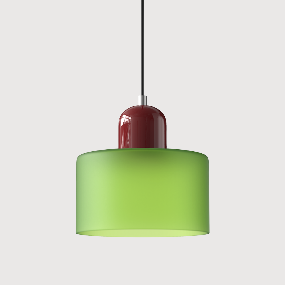 Bauhaus Glass Pendant Light with Colored Shade