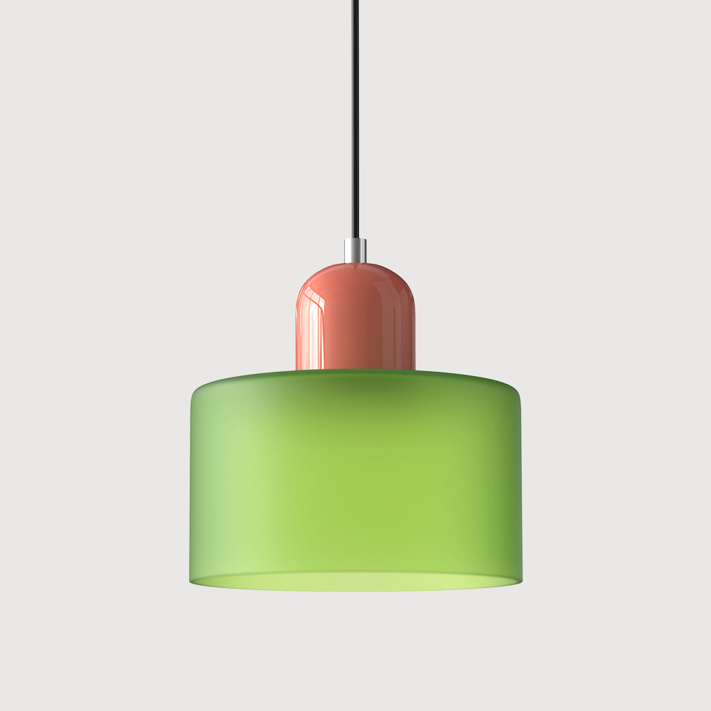 Bauhaus Glass Pendant Light with Colored Shade