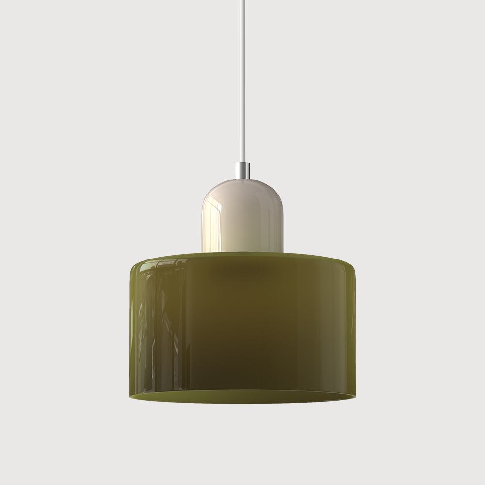 Bauhaus Glass Pendant Light with Colored Shade