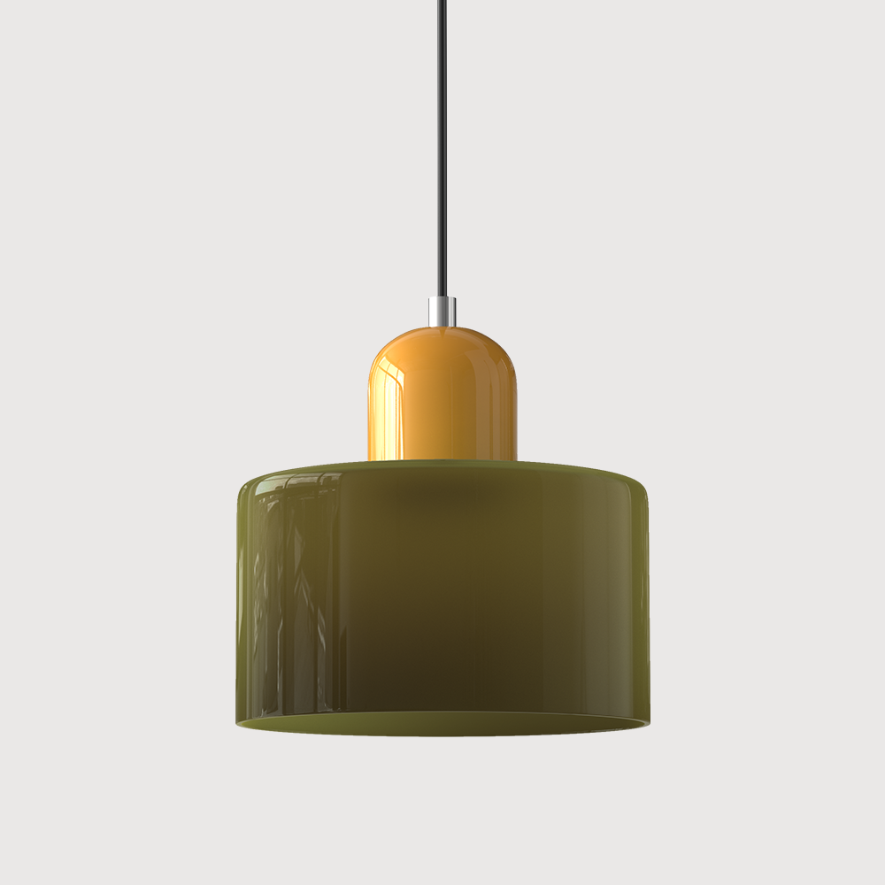 Bauhaus Glass Pendant Light with Colored Shade