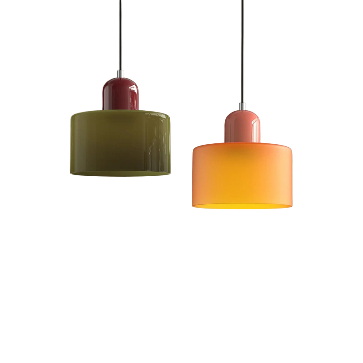 Bauhaus Glass Pendant Light with Colored Shade